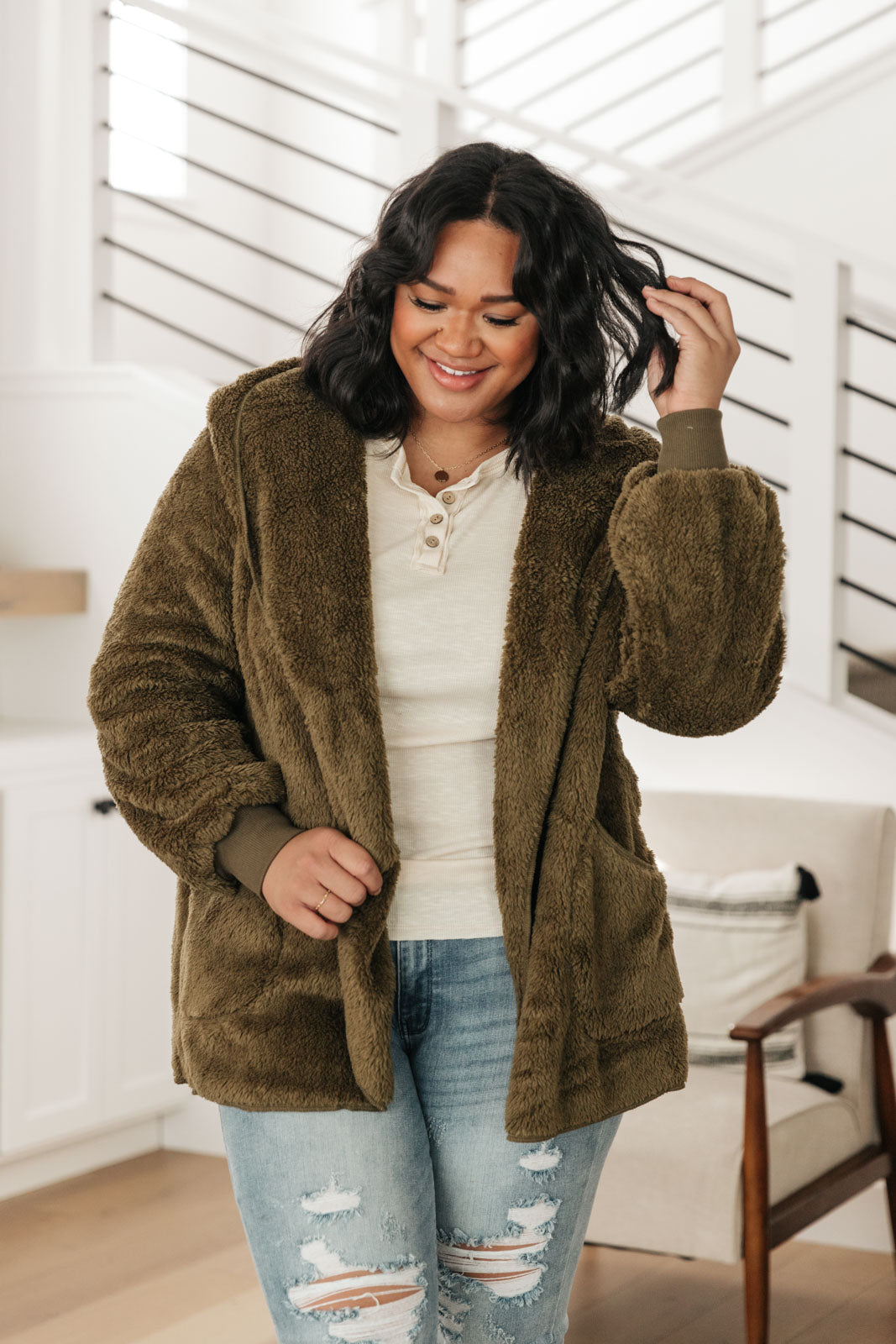 Where's My Coffee Cardigan in Olive - FamFancy Boutique