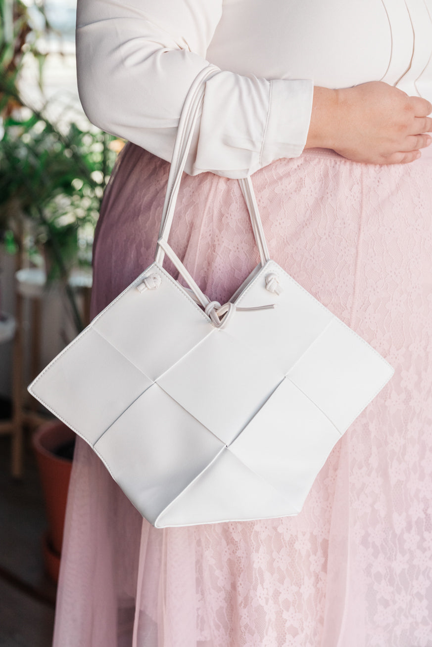 Woven Tote in White - FamFancy Boutique