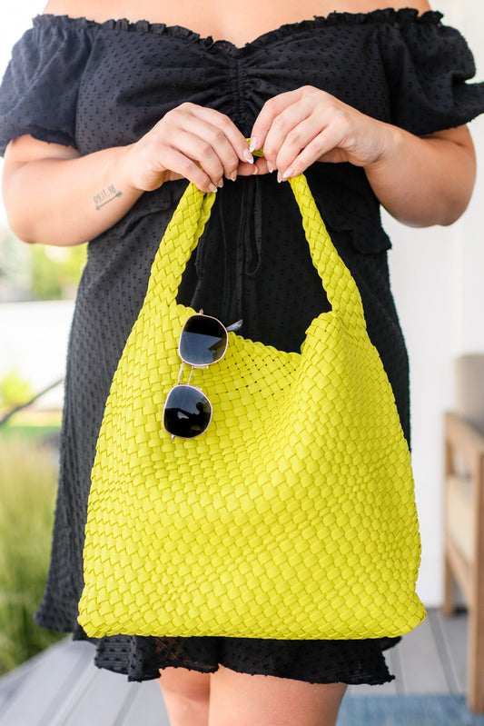 Woven and Worn Tote in Citron - FamFancy Boutique