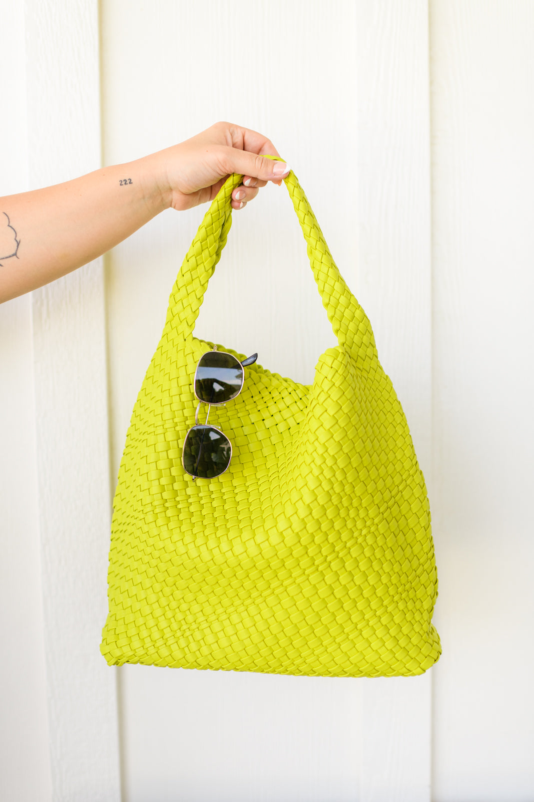 Woven and Worn Tote in Citron - FamFancy Boutique