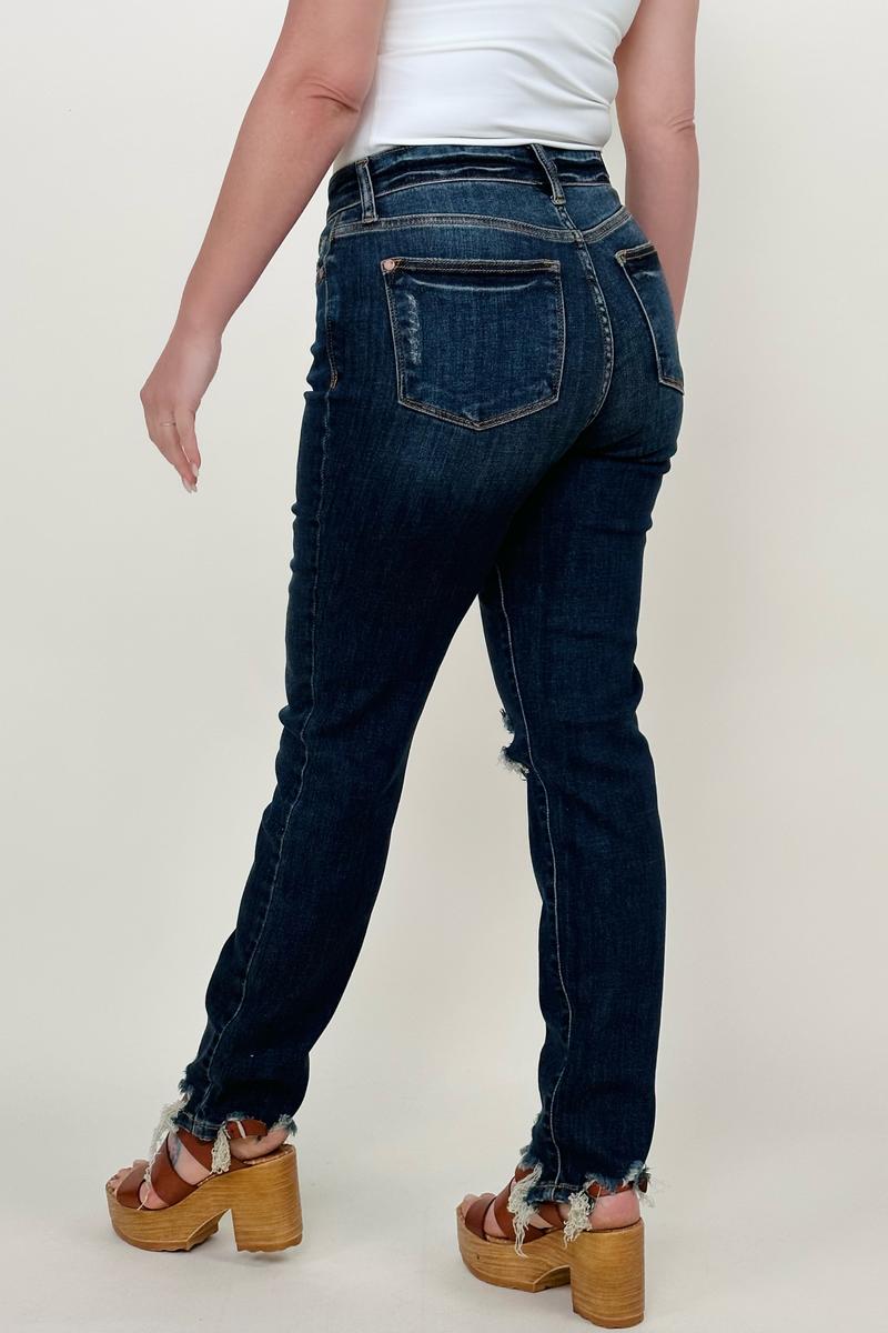 Judy Blue Mid-Rise Chopped Hem Relaxed Skinny Jeans