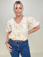 Hayden Los Angeles Womens Floral Lace Puff Sleeve Tunic Top