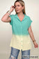 Umgee Linen Blend Bleach Dip Dye Button Down Top
